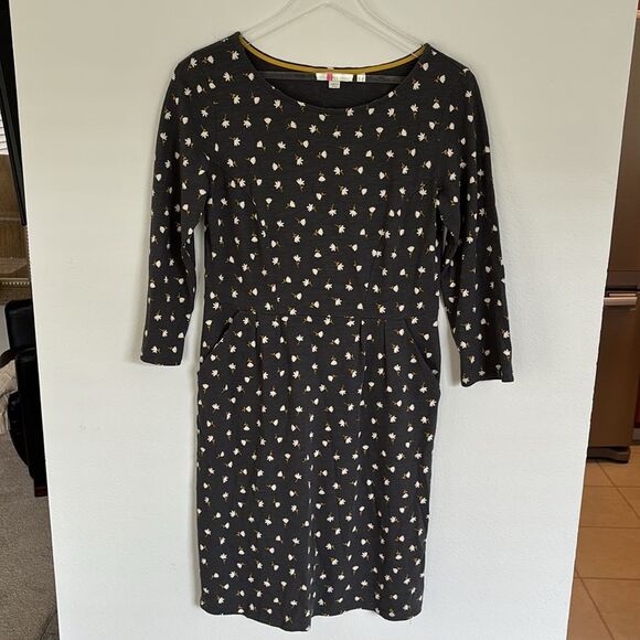 Boden Penny Jersey Dress Gray Floral Print 3/4 Sleeves Size 6P - Picture 3 of 11